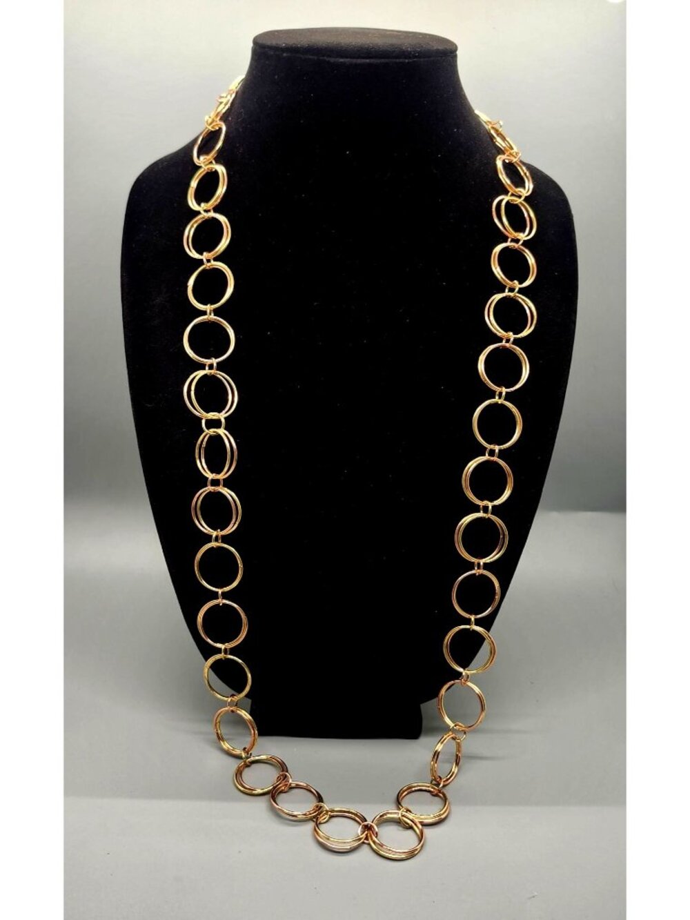 Long Gold-Tone Chain Necklace With Open Circle Design By Daisy Fuentes
